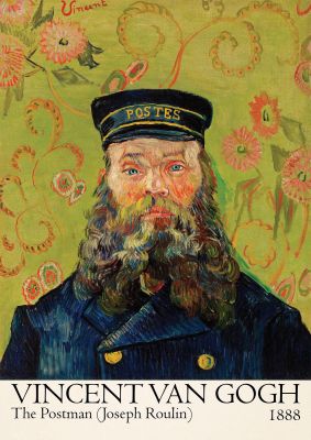 An unframed print of vincent van gogh the postman joseph roulin 1888 a famous paintings illustration in multicolour and beige accent colour