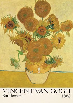 An unframed print of vincent van gogh sunflowers 1888 a famous paintings illustration in orange and beige accent colour