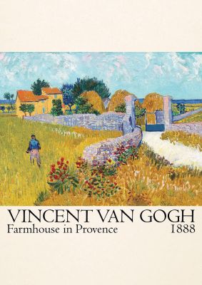 An unframed print of vincent van gogh farmhouse in provence 1888 a famous paintings illustration in multicolour and beige accent colour