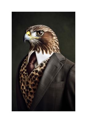 Regal Eagle in Suit Wall Art - Majestic Animal Portrait