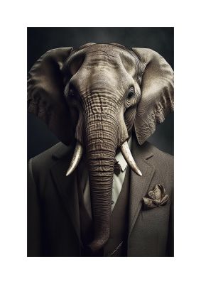 Elephant in Business Attire - Distinctive Animal Portrait