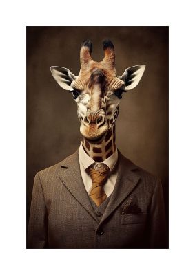 Gentleman Giraffe in Tailored Suit Art - Quirky and Classy Wall Decor