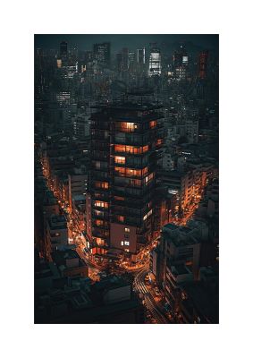 City Lights at Night: Captivating Urban Landscape Artwork