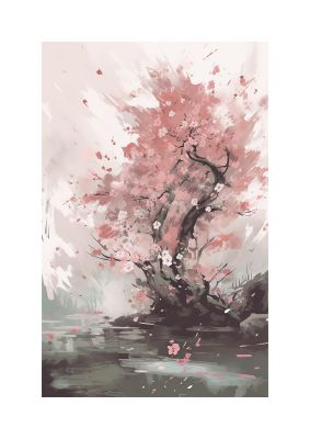 Cherry Blossom Tree in Full Bloom Wall Art