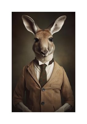 Distinguished Kangaroo in Suit Artistic Print