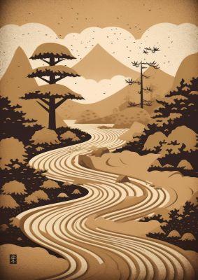 Zen Stone Garden Lithograph