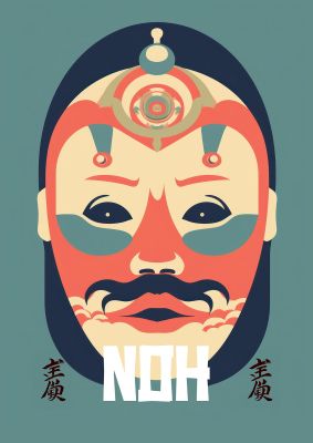 Noh Mask Design in Risograph