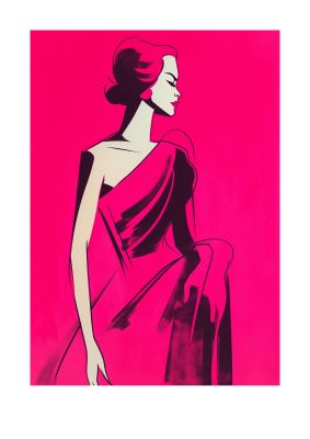 Stylized Female Figure in Hot Pink