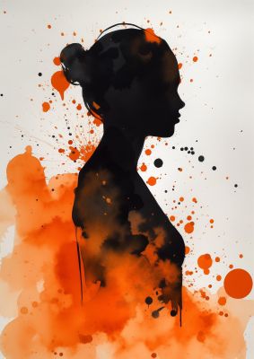 Meditative Womans Silhouette in Orange