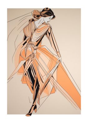 Peach Boldness with Angular Black Lines