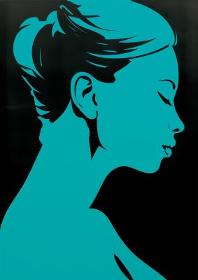 Womans Teal Profile with Sleek Black