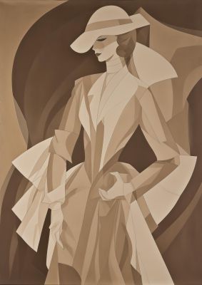 Subtle Graceful Woman on Taupe Canvas