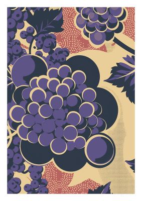 Simplified Grape Berries Woodblock Style