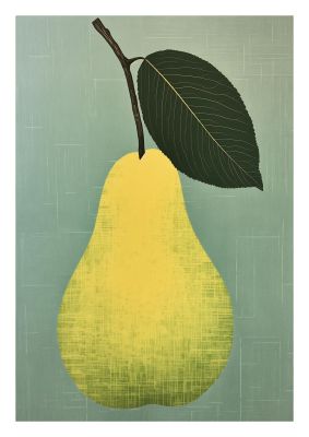 Pear Silhouette in Minimalist Woodblock