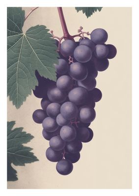 Monochromatic Grapes Woodblock Art