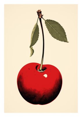 Minimalistic Cherry Woodblock Print