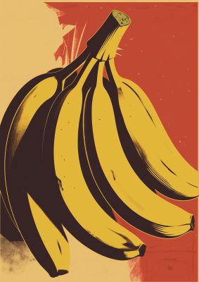 Banana in Woodblock Negative Space