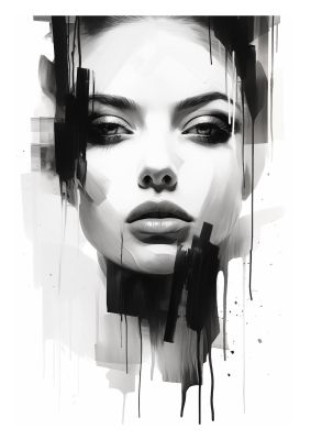 Monochromatic Portrait with Simplified Lines