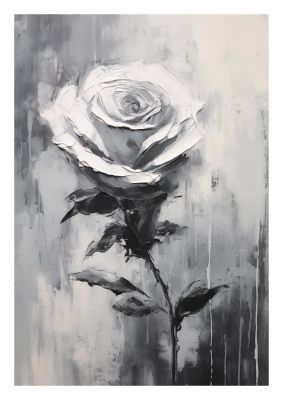 Textured Rose in Black and White Strokes