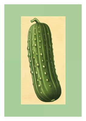 Crisp Textured Green Cucumber Risograph