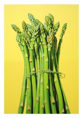 Vibrant Asparagus Bunch Risograph