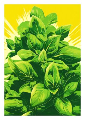 Aromatic Basil Leaves Simple Art