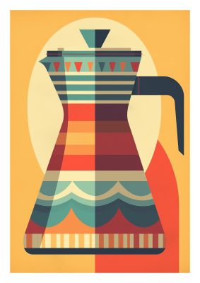 Vintage Moka Pot Design Risograph