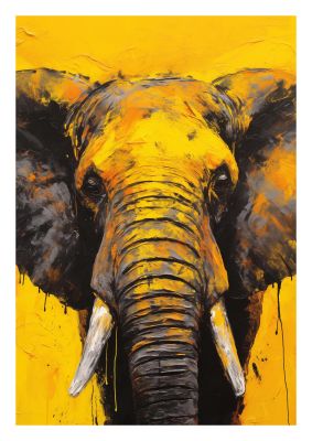 Gentle Giant Elephant on Yellow