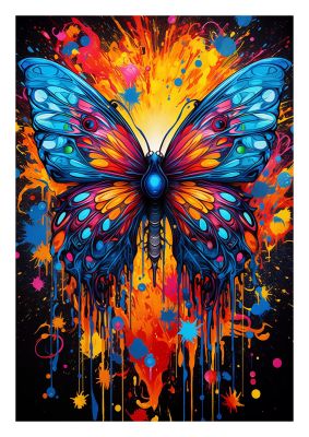 Butterflys Delicate Neon Kaleidoscope