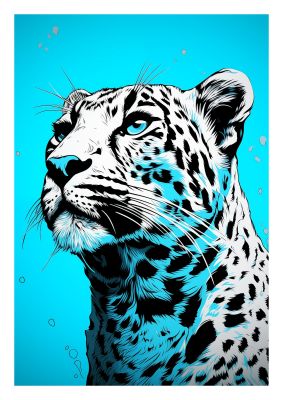 Focused Cheetah Face on Turquoise