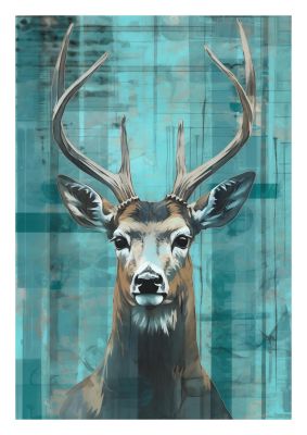 Deers Elegance on Vibrant Teal