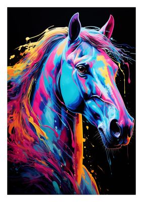 Majestic Horse in Neon Elegance