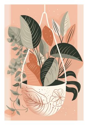 Serene Boho Planter Neutral Riso Illustration