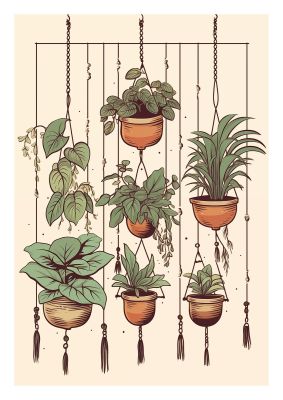 Natural Greens and Browns Boho Plant Art