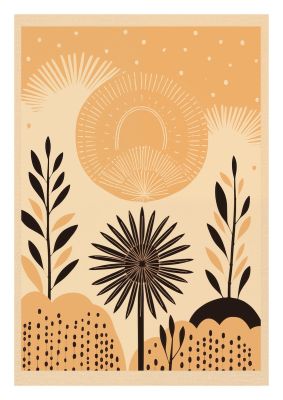 Light Brown Boho Sun Creamy Background