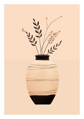 Boho Elegance Vase in Light Brown and Black