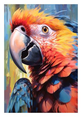 Colourful Parrot Portrait with Brushstroke Style - Modern Art