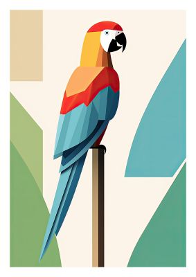 Abstract Geometric Parrot Art with Bold Colours - Modern Decor