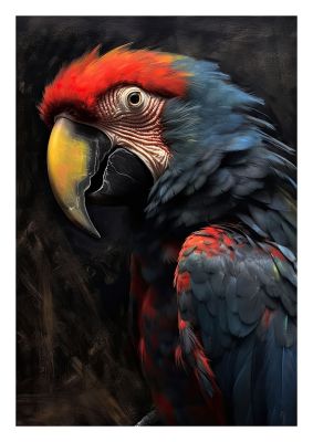 Dramatic Parrot Portrait in Dark Tones - Intense Wall Art