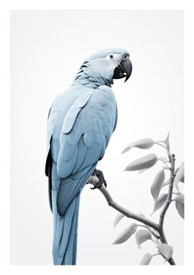 Elegant light blue macaw parrot in monochrome style