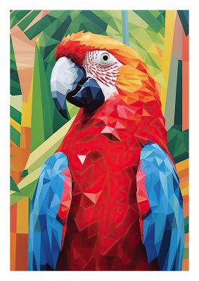 Colourful macaw parrot with polygonal art design