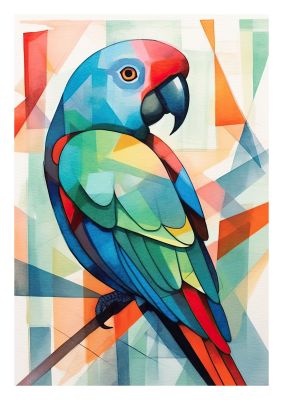 Geometric parrot in vibrant abstract art style