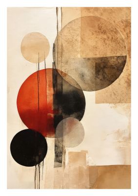 Abstract geometric art with circular shapes in earthy tones