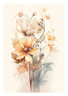 Delicate floral painting with soft tones and fine details