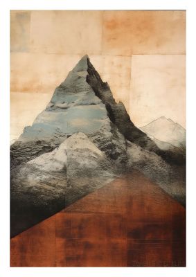 Mixed Media Mountain Art Print with Textured Layers