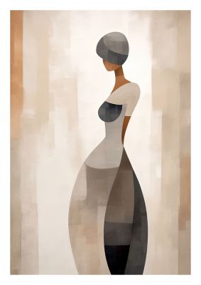 Female Silhouette Abstract Art Print in Neutral Colours