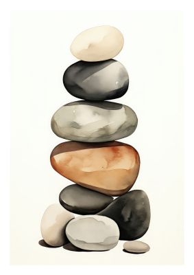 Balanced Stone Tower Art Print for Tranquil Spaces