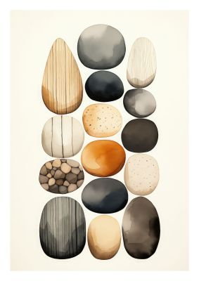 Collection of Natural Stones Art Print in Earthy Tones