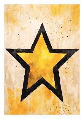 Bold Star Art Print with Yellow Accents for Modern Decor