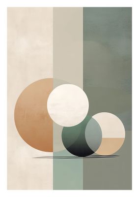 Abstract Geometric Art with Circles and Neutral Colour Tones